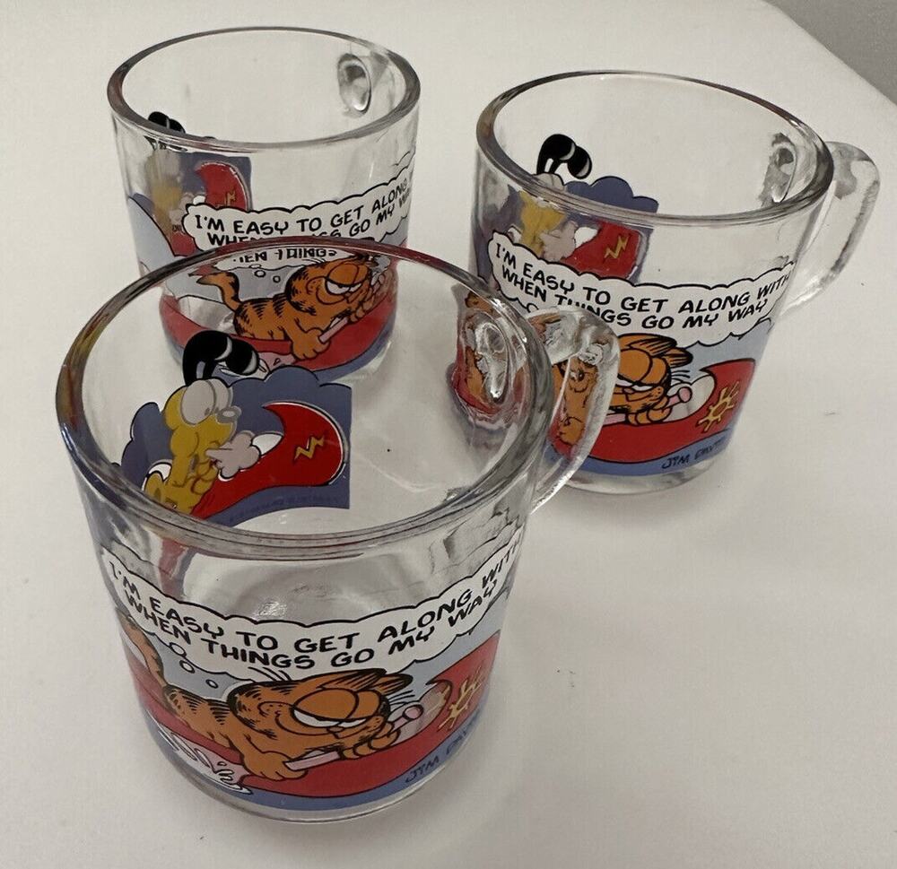 1978 McDonald’s Garfield Coffee Cup Mug I’m Easy to Get Along With Lot Of 3